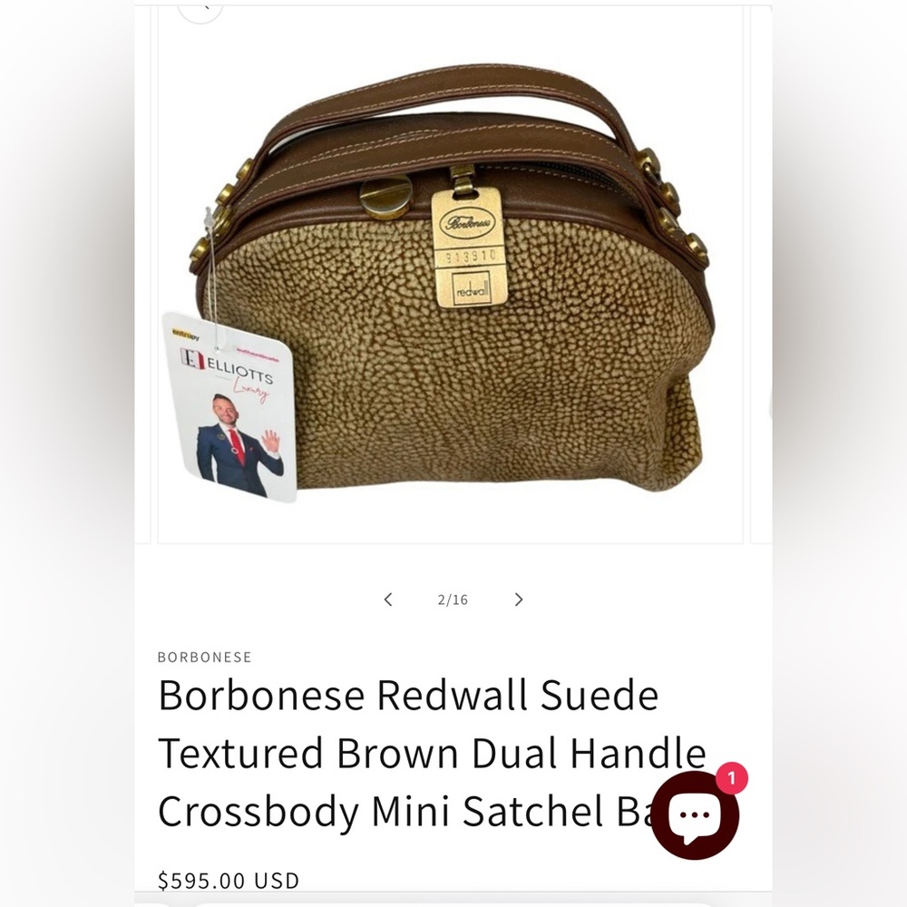 Italian Borbonese Redwall Brown Suede Top Handle Mini Satchel Bag - Excellent - Picture 15 of 15
